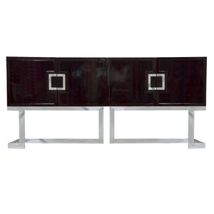BRUTALIST METAL SCUPLTURE WITH BLACK MARBLE BASE