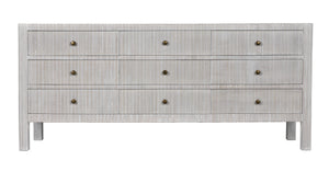 Conrad 9-Drawer Mahogany Dresser with Brass Pulls in White Wash Finish