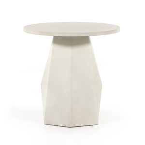 Bowman Outdoor End Table In White Concrete