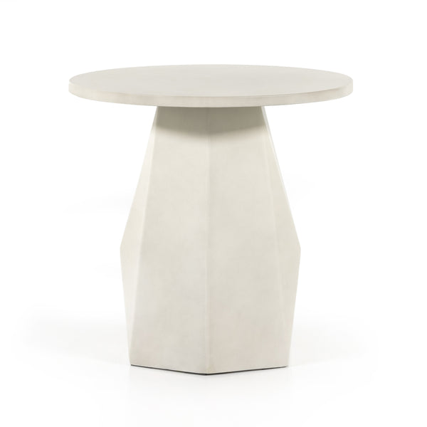 Bowman Outdoor End Table In White Concrete