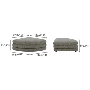 Lowtide Curved Ottoman in Stone Tweed Fabric
