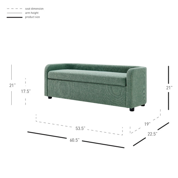 Wendy KD Fabric Storage Bench, Meridian Sea Green