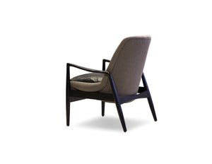 REYNOLDS Occasional Chair in black matte frame/ash grey fabric/black leather