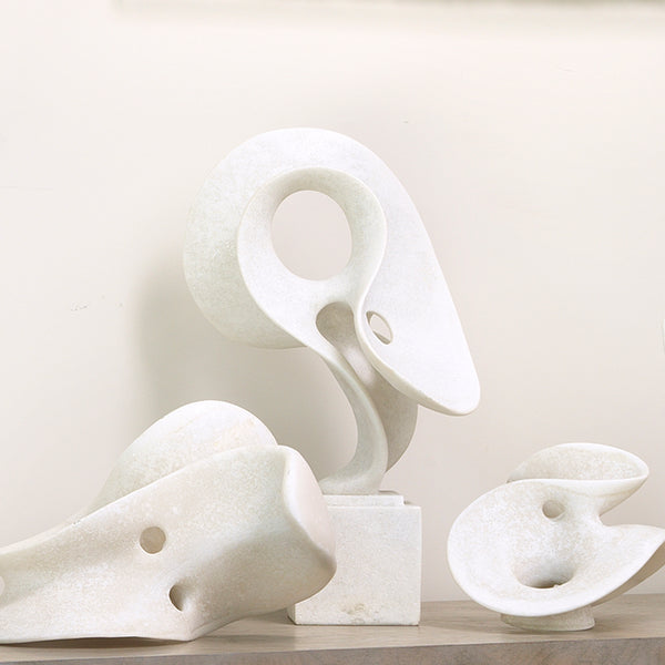 Amorphous Resin Decorative Table Object, White