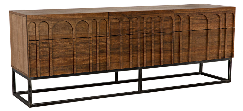 Casanova Sideboard in Dark Walnut with Industrial Steel Accents