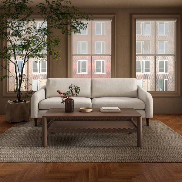 Moe's Quinn Sofa in Oatmeal with Rubberwood Legs