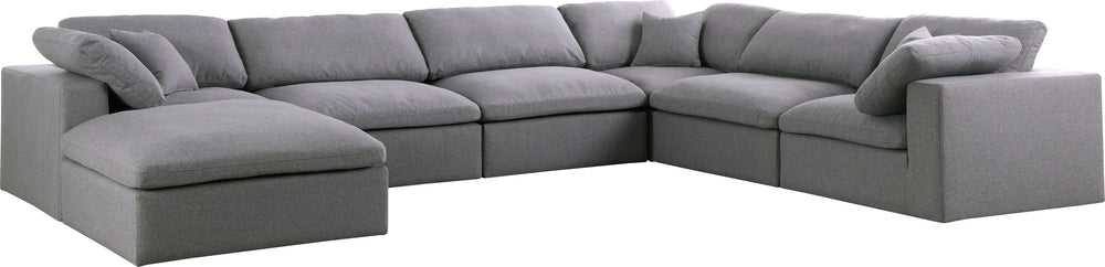 Carmen Cloud Modular Sectional In Grey Linen Fabric