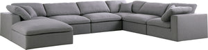 Carmen Cloud Modular Sectional In Grey Linen Fabric