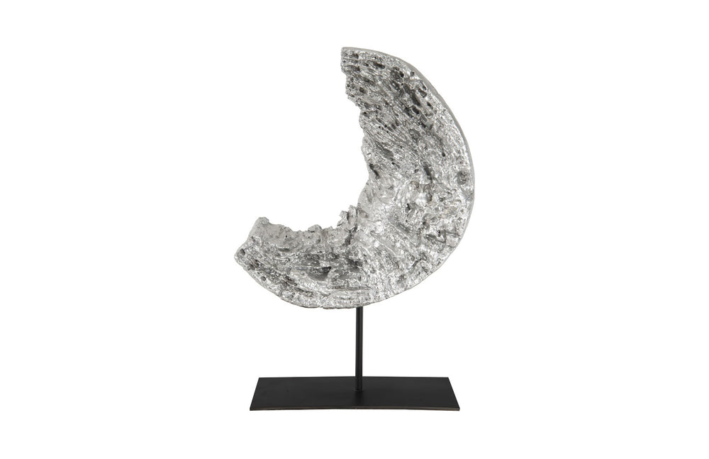 Cast Eroded Wood Circle on Stand, Silver Leaf, Assorted