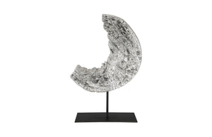 Cast Eroded Wood Circle on Stand, Silver Leaf, Assorted