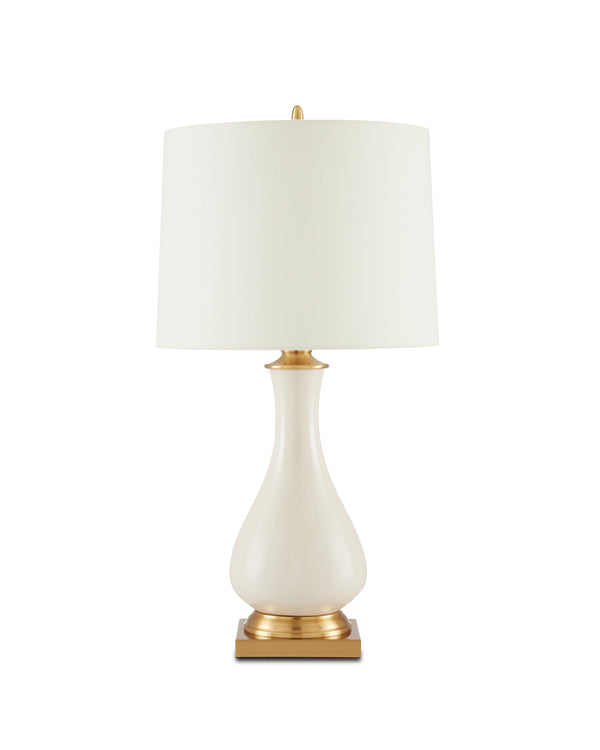 Lynton Cream Table Lamp In Cream Crackle & Brass