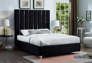 Donnie King Bed In Black Velvet