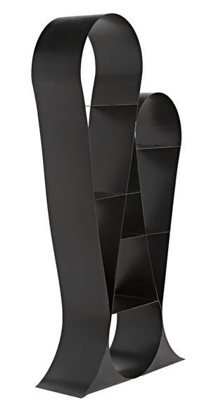 Zaha Industrial Steel Bookcase in Matte Black