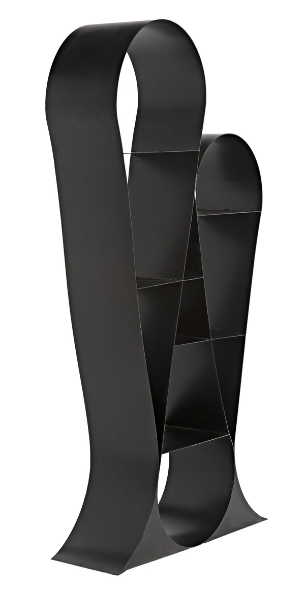 Zaha Industrial Steel Bookcase in Matte Black