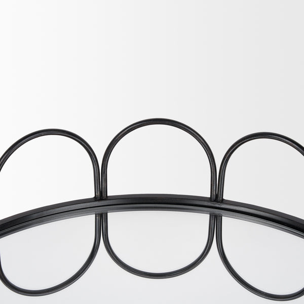 Lenore Round Metal/Mirror Tray Black (Set of 2)