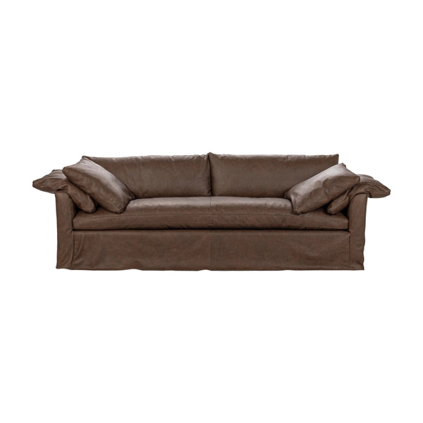 Cassiano Slip Cover Sofa - El Paso Brown with Feather Cushions