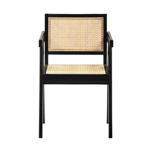 Jeanneret Cane Arm Chair - Black