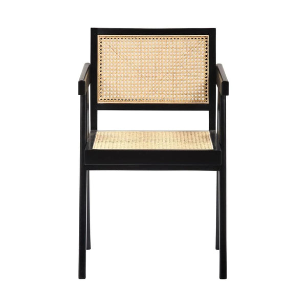Jeanneret Cane Arm Chair - Black