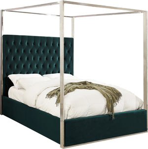 Luz Queen Bed In Green Velvet