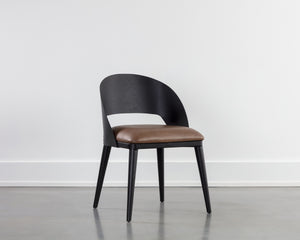 DEZIRAE DINING CHAIR - BLACK - COGNAC LEATHER