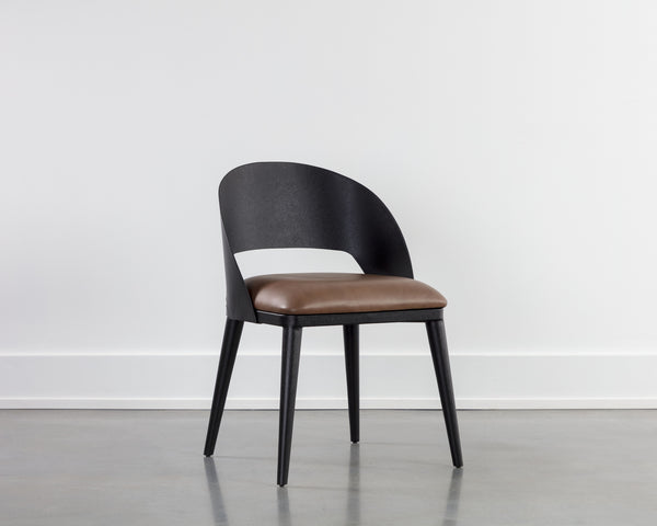 DEZIRAE DINING CHAIR - BLACK - COGNAC LEATHER