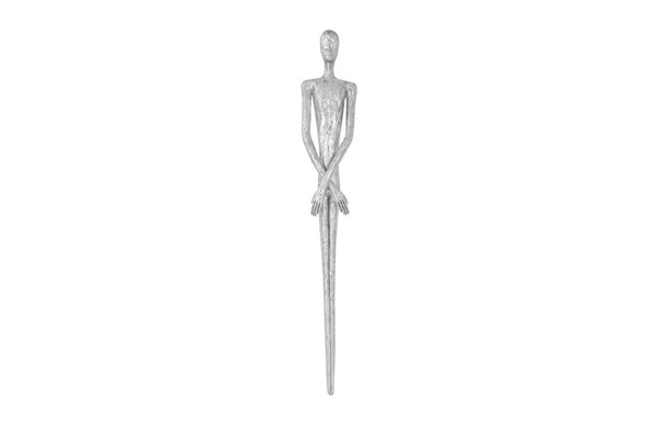Skinny Male Wall Art, Resin, Silver Leaf