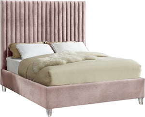 Fredrick Queen Bed In Pink Velvet