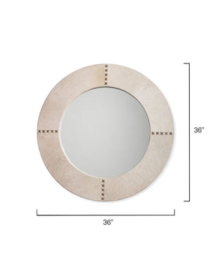 Round Cross Stitch Round Wall Mirror, White Hide