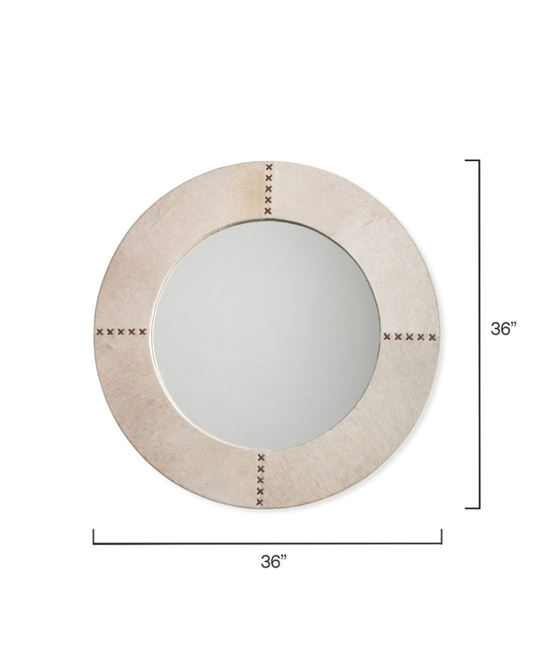 Round Cross Stitch Round Wall Mirror, White Hide