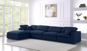 Carmen Cloud Modular Sectional In Navy Linen Fabric