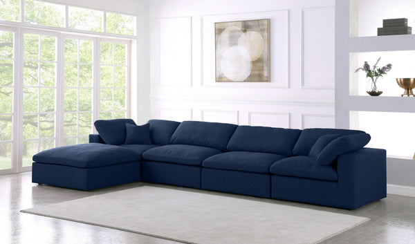 Carmen Cloud Modular Sectional In Navy Linen Fabric