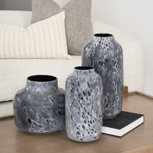Masai Large Black Mottled Glass Vase