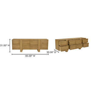 Moe's Henley Collection 8 Drawer Dresser in Brown Oak