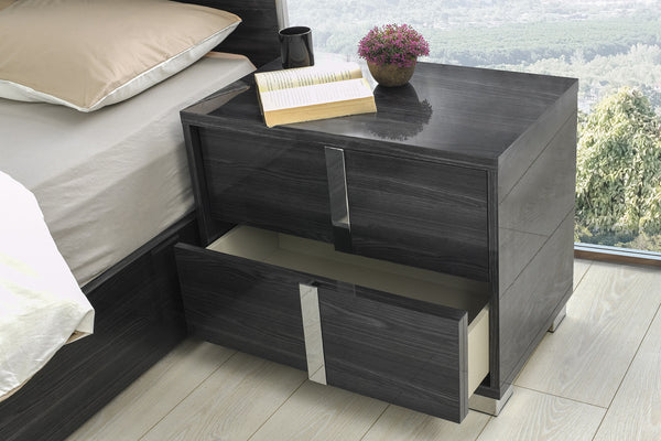 Giulia Night Stand Right Facing in Glossy Gray