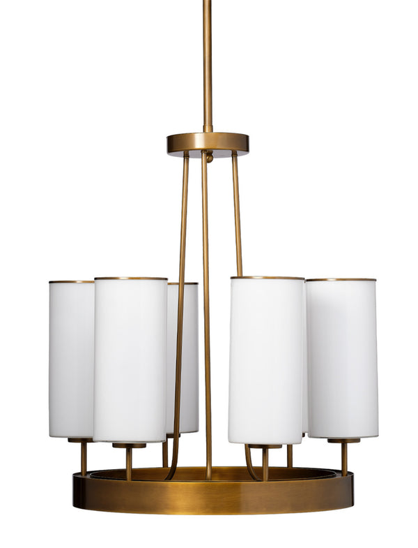 Kingdom Glass 6-Light Chandelier, Antique Brass