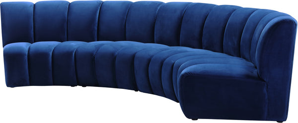 Lynda 4pc. Modular Sectional In Navy Velvet