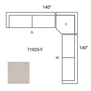 Warner Oatmeal 3 Piece Sofa Set w/Corner Piece