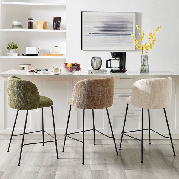 Millie KD Chenille Counter Stool, Canova Ivory