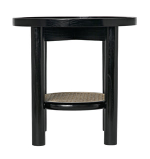 Hide Away Sungkai/Mindi Side Table with Caning Detail in Charcoal Black