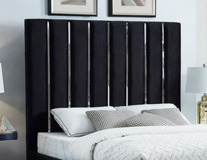 Donnie King Bed In Black Velvet