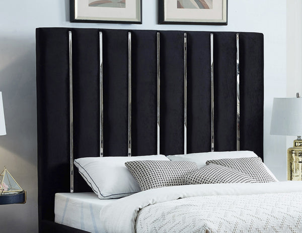 Donnie King Bed In Black Velvet