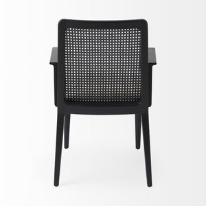 Clara Black Wood W/ Cream Fabric Seat and Cane Back Dining Chair