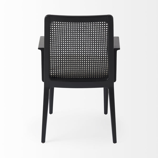 Clara Black Wood W/ Cream Fabric Seat and Cane Back Dining Chair