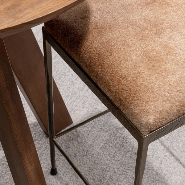 Classic Home Bose Hide Counter Stool with Iron Frame