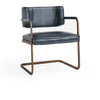 Fonda Leather Dining Chair in Ocean Blue