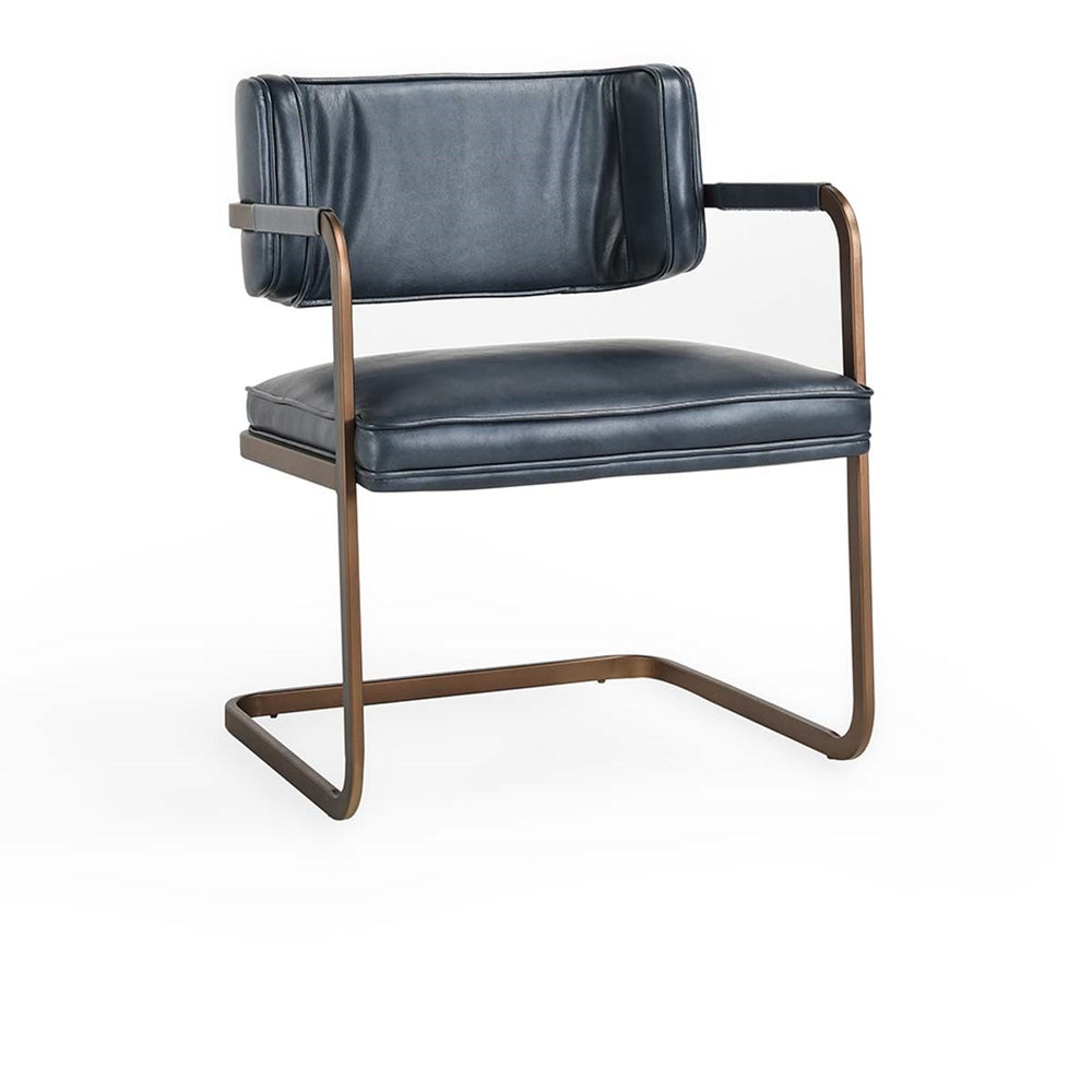 Fonda Leather Dining Chair in Ocean Blue