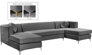 Wendell 3pc. Sectional In Grey Velvet