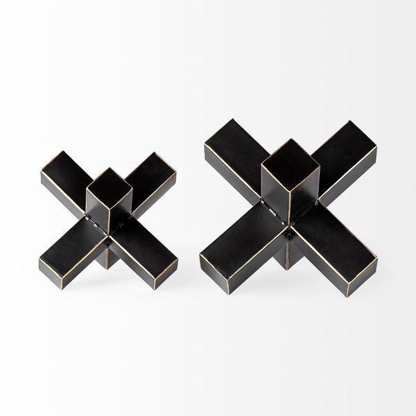 Abel (Large) 9L x 9W Black Metal Jack W/ Gold Accents
