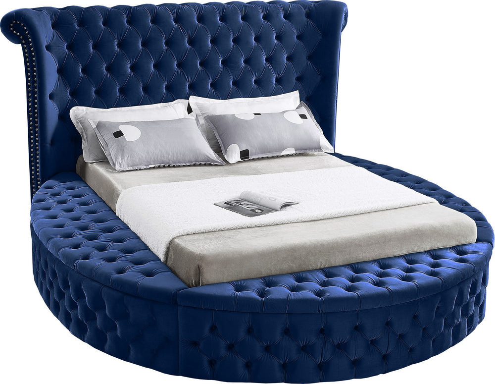 Lorena Full Bed In Navy Velvet