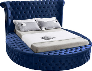 Lorena Full Bed In Navy Velvet